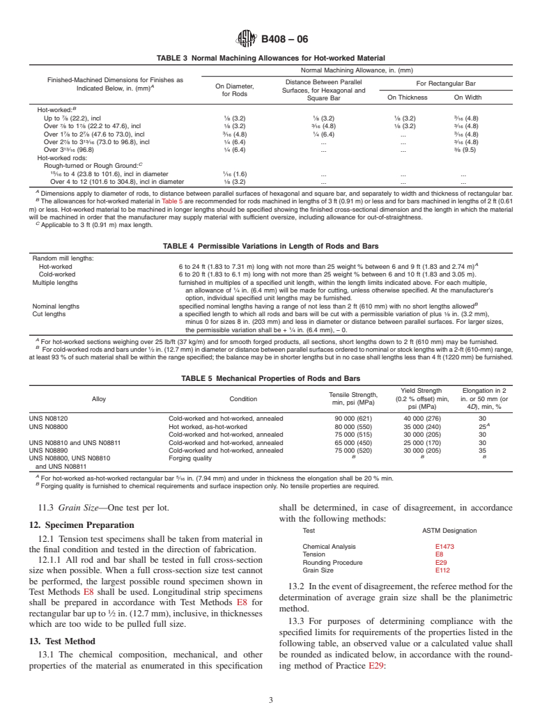 ASTM B408-06 - Standard Specification for Nickel-Iron-Chromium Alloy Rod and Bar