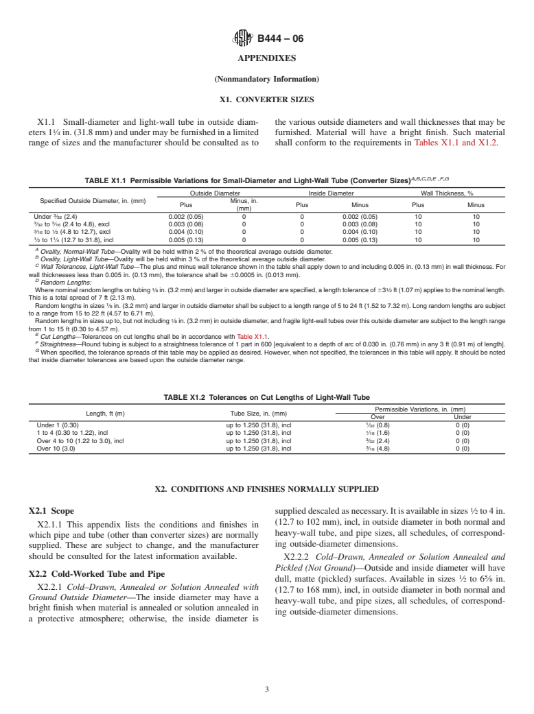 ASTM B444-06 - Standard Specification for Nickel-Chromium-Molybdenum-Columbium Alloys (UNS N06625 and UNS N06852) and Nickel-Chromium-Molybdenum-Silicon Alloy (UNS N06219) Pipe and  Tube