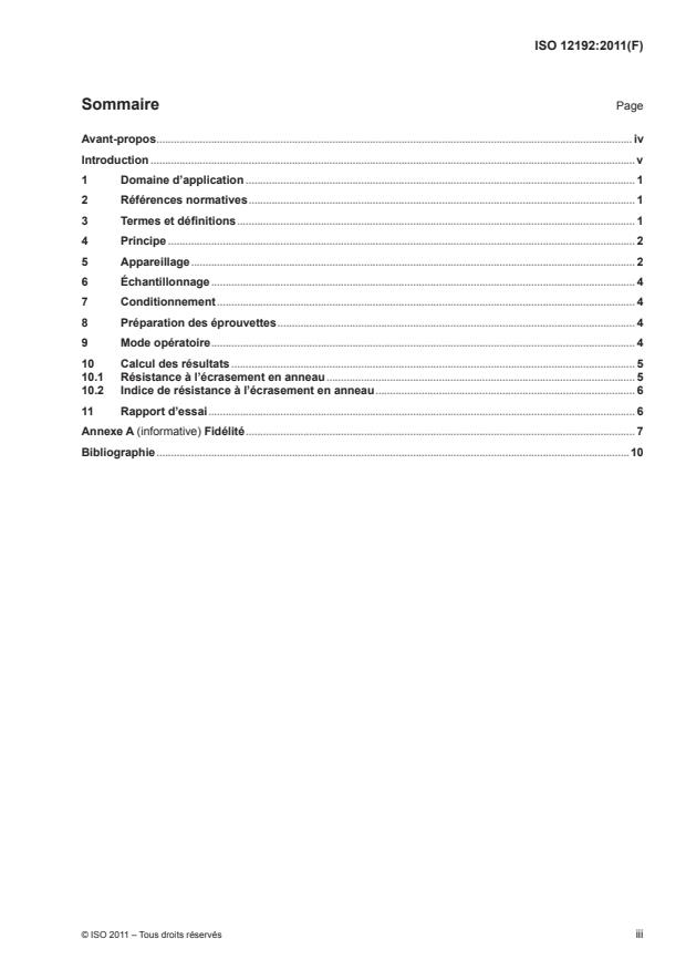 ISO 12192:2011 - Papier et carton -- Détermination de la résistance a la compression -- Méthode d'écrasement en anneau