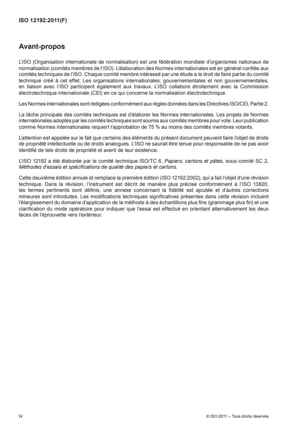 ISO 12192:2011 ISO 12192:2011 - Papier et carton -- Détermination de la résistance a la compression -- Méthode d'écrasement en anneau - Page 4 preview