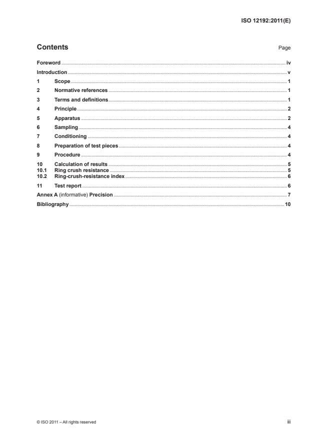 ISO 12192:2011 - Paper and board -- Determination of compressive strength -- Ring crush method