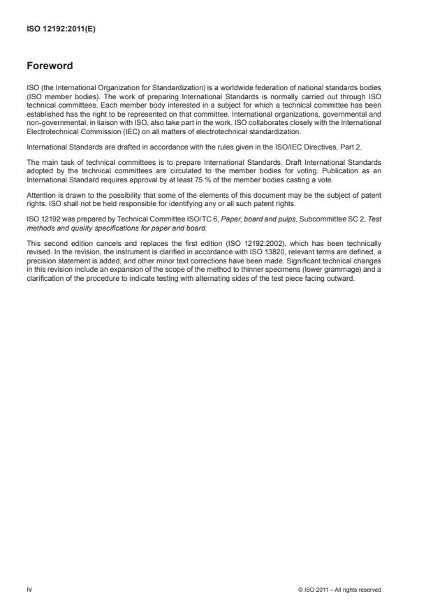 ISO 12192:2011 ISO 12192:2011 - Paper and board -- Determination of compressive strength -- Ring crush method - Page 4 preview