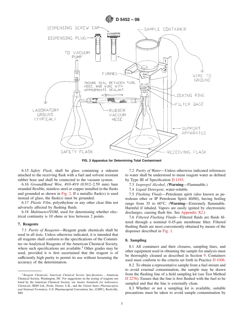 ASTM D5452-06 - Standard Test Method for Particulate Contamination in Aviation Fuels by Laboratory Filtration