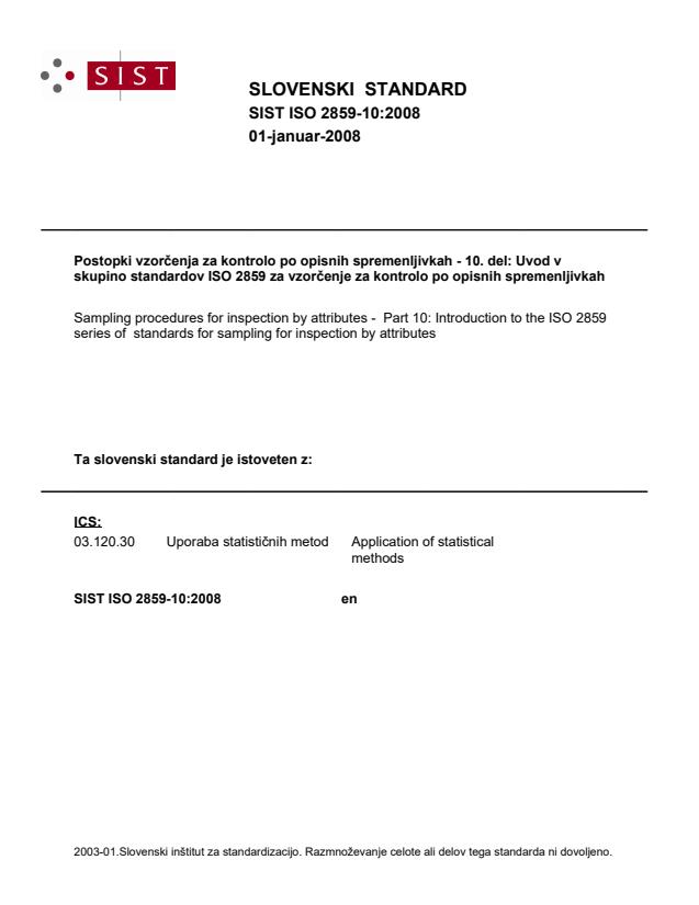 ISO 2859-10:2008 - natisnjeno za čitalnico