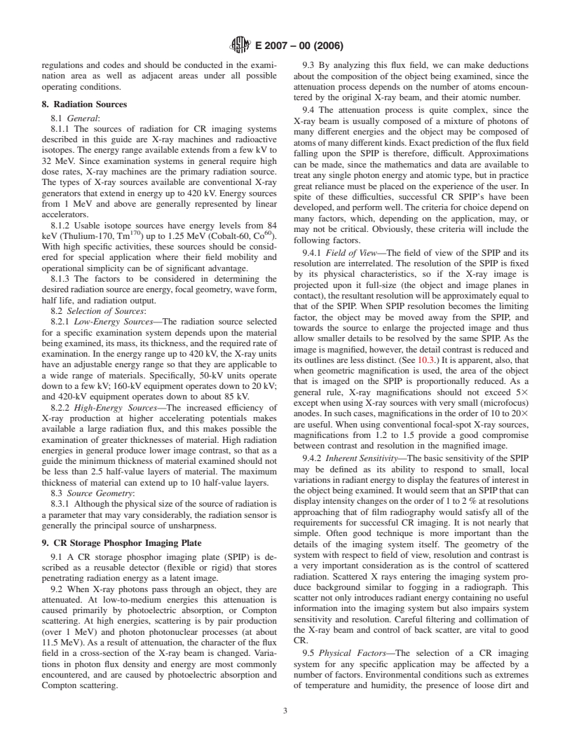 ASTM E2007-00(2006) - Standard Guide for Computed Radiology (Photostimulable Luminescence (PSL) Method)