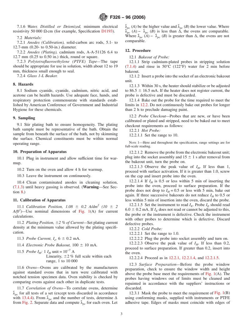 ASTM F326-96(2006) - Standard Test Method for Electronic Measurement for Hydrogen Embrittlement From Cadmium-Electroplating Processes