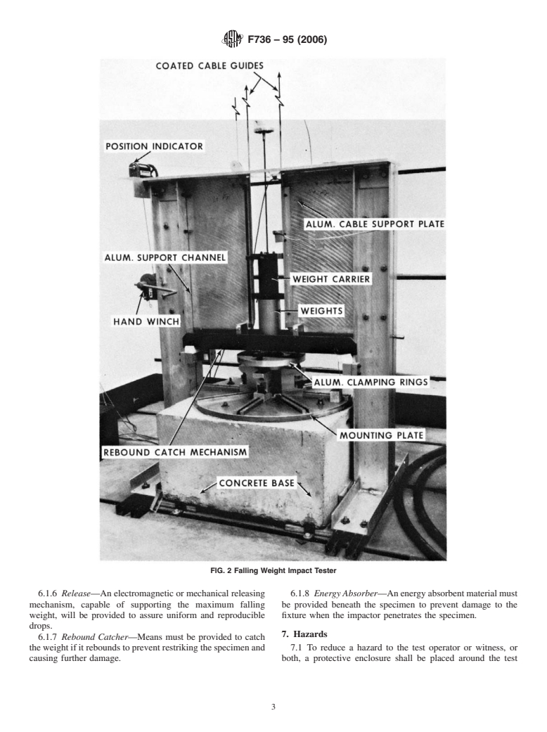 ASTM F736-95(2006) - Standard Test Method for Impact Resistance of Monolithic Polycarbonate Sheet by Means of a Falling Weight