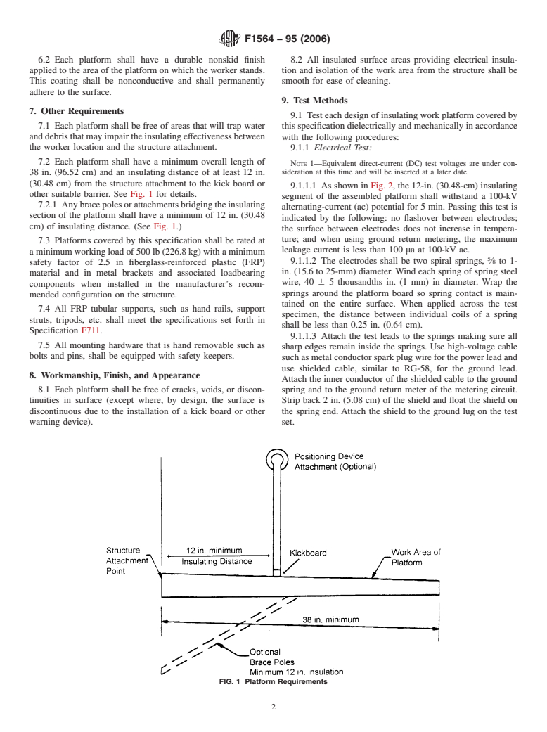 ASTM F1564-95(2006) - Standard Specification for Structure-Mounted Insulating Work Platforms for Electrical Workers