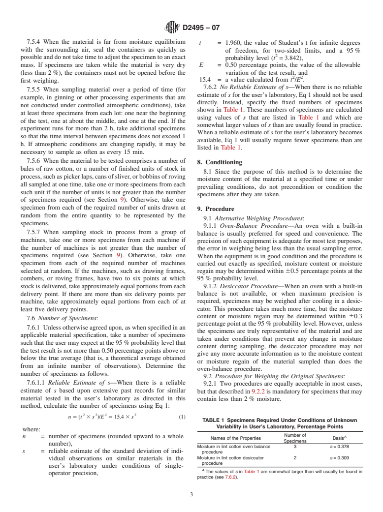 ASTM D2495-07 - Standard Test Method for Moisture in Cotton by Oven-Drying