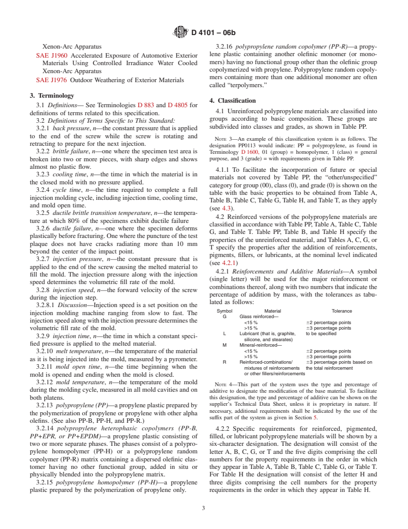 ASTM D4101-06b - Standard Specification for Polypropylene Injection and Extrusion Materials