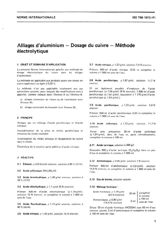 Iso 796 1973 Aluminium Alloys Determination Of Copper Electrolytic Method