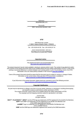 SIST EN 301 489-17 V3.2.4:2020 ETSI EN 301 489-17 V3.2.3 (2020-07) - ElectroMagnetic Compatibility (EMC) standard for radio equipment and services; Part 17: Specific conditions for Broadband Data Transmission Systems; Harmonised Standard for ElectroMagnetic Compatibility - Page 2 preview
