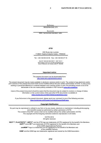 SIST EN 301 489-17 V3.2.4:2020 ETSI EN 301 489-17 V3.2.2 (2019-12) - ElectroMagnetic Compatibility (EMC) standard for radio equipment and services; Part 17: Specific conditions for Broadband Data Transmission Systems; Harmonised Standard for ElectroMagnetic Compatibility - Page 2 preview