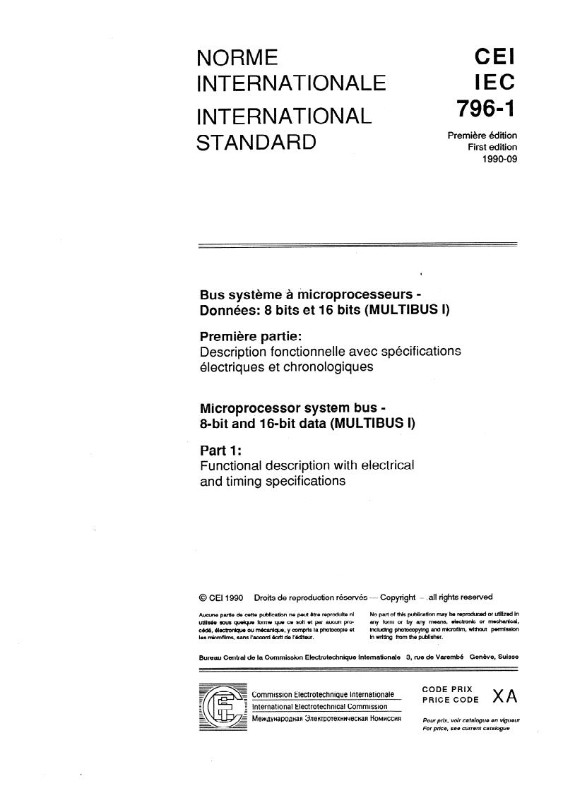 IEC 796-1:1990 - Microprocessor system bus — 8-bit and 16-bit data ...