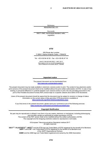 SIST EN 301 489-6 V2.2.1:2019 ETSI EN 301 489-6 V2.2.0 (2017-03) - ElectroMagnetic Compatibility (EMC) standard for radio equipment and services; Part 6: Specific conditions for Digital Enhanced Cordless Telecommunications (DECT) equipment; Harmonised Standard covering the essential requirements of article 3.1(b) of Directive 2014/53/EU - Page 2 preview