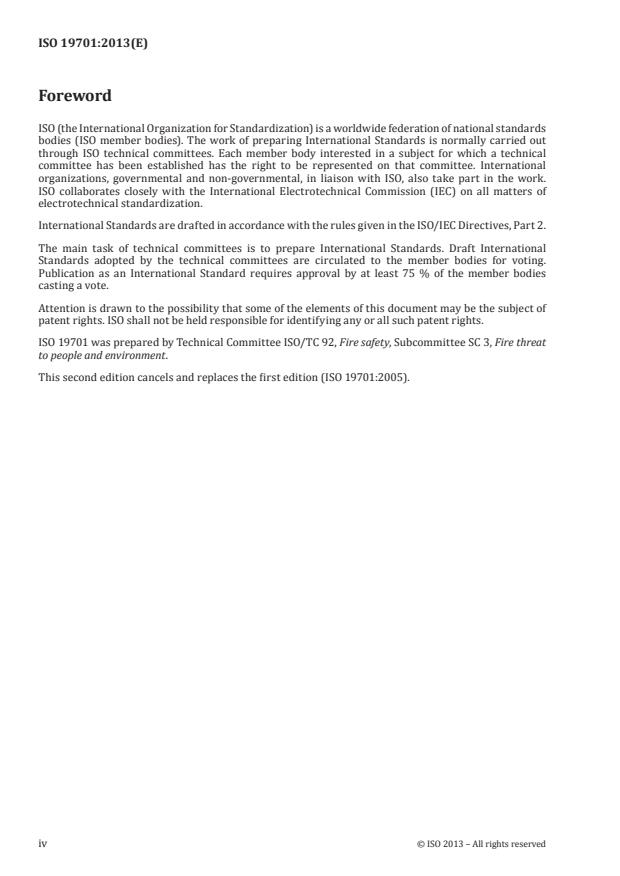 ISO 19701:2013 ISO 19701:2013 - Methods for sampling and analysis of fire effluents - Page 4 preview