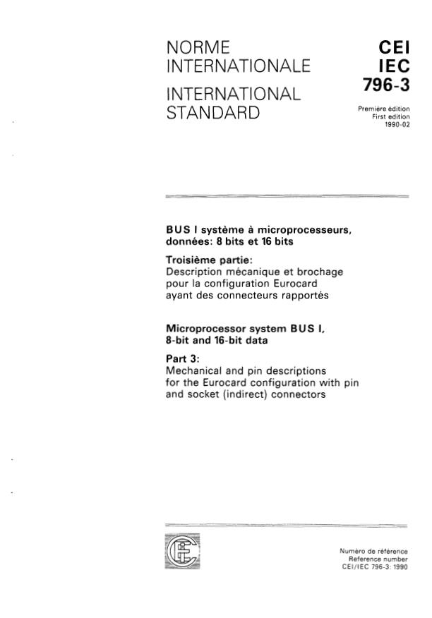 IEC 796-3:1990 - Microprocessor system BUS I, 8-bit and 16-bit data (MULTIBUS I)