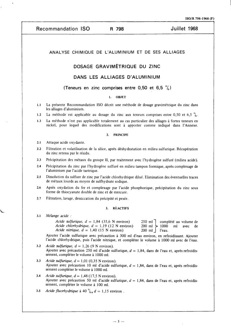 ISO/R 798:1968 - Chemical analysis of aluminium and its alloys — Gravimetric determination of zinc in aluminium alloys (zinc content between 0.50 and 6.5 %)
Released:12/1/1968