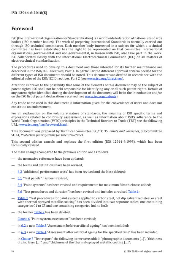 ISO 12944-6:2018 ISO 12944-6:2018 - Paints and varnishes -- Corrosion protection of steel structures by protective paint systems - Page 4 preview