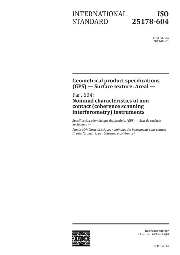 ISO 25178-604:2013 - Geometrical product specifications (GPS) -- Surface texture: Areal