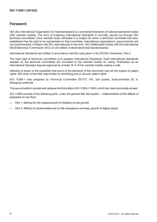 ISO 11269-1:2012 ISO 11269-1:2012 - Soil quality -- Determination of the effects of pollutants on soil flora - Page 4 preview
