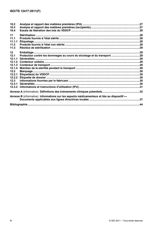 ISO/TS 12417:2011 ISO/TS 12417:2011 - Implants cardiovasculaires et systemes extracorporels -- Produits de combinaison médicament-dispositif vasculaire - Page 4 preview