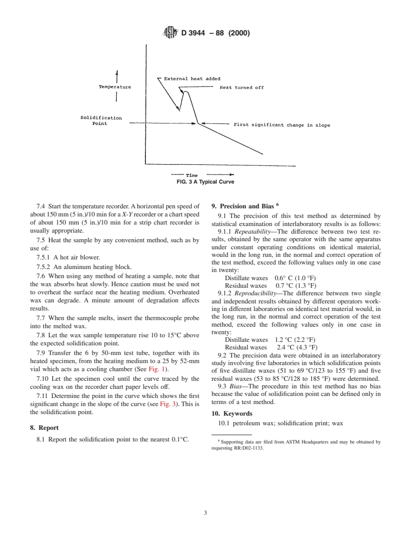 ASTM D3944-88(2000) - Standard Test Method for Solidification Point of Petroleum Wax