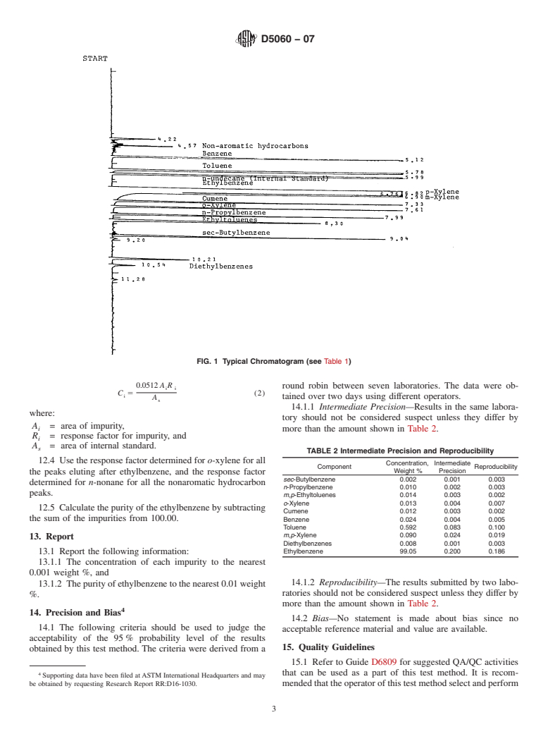 ASTM D5060-07 - Standard Test Method for Determining Impurities in High-Purity Ethylbenzene by Gas Chromatography