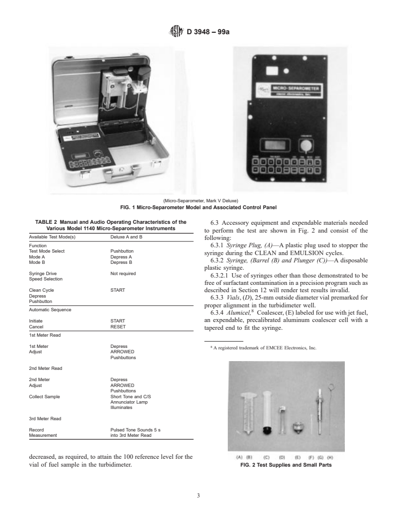 ASTM D3948-99a - Standard Test Method for Determining Water Separation Characteristics of Aviation Turbine Fuels by Portable Separometer