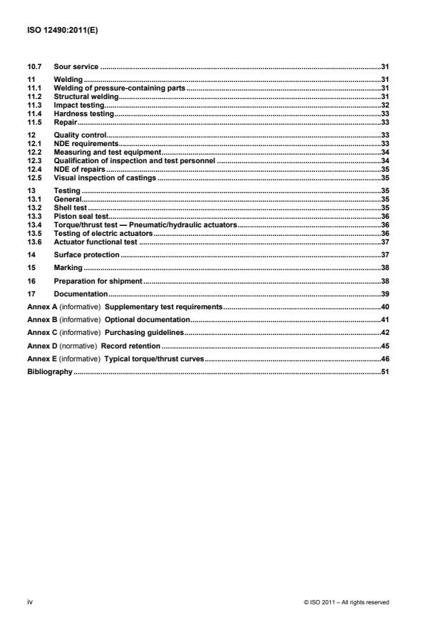 ISO 12490:2011 ISO 12490:2011 - Petroleum and natural gas industries -- Mechanical integrity and sizing of actuators and mounting kits for pipeline valves - Page 4 preview
