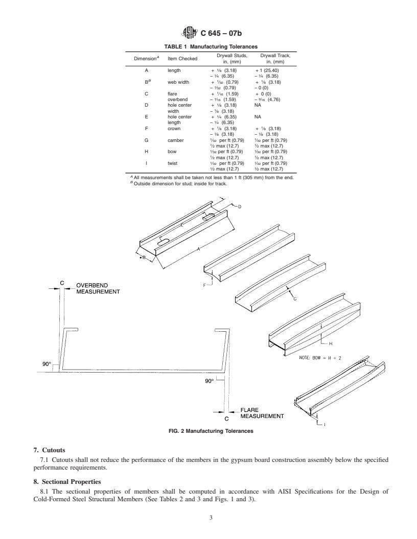 REDLINE ASTM C645-07 - Standard Specification for Nonstructural Steel Framing Members