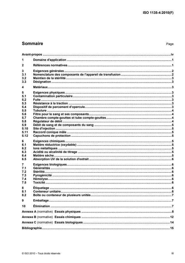 ISO 1135-4:2010 - Matériel de transfusion a usage médical
