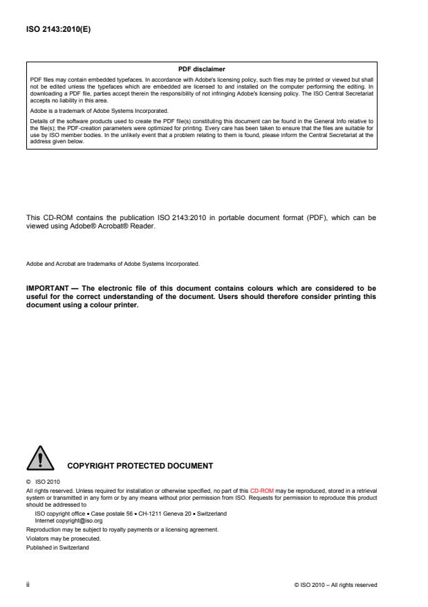 ISO 2143:2010 ISO 2143:2010 - Anodizing of aluminium and its alloys -- Estimation of loss of absorptive power of anodic oxidation coatings after sealing -- Dye-spot test with prior acid treatment - Page 2 preview