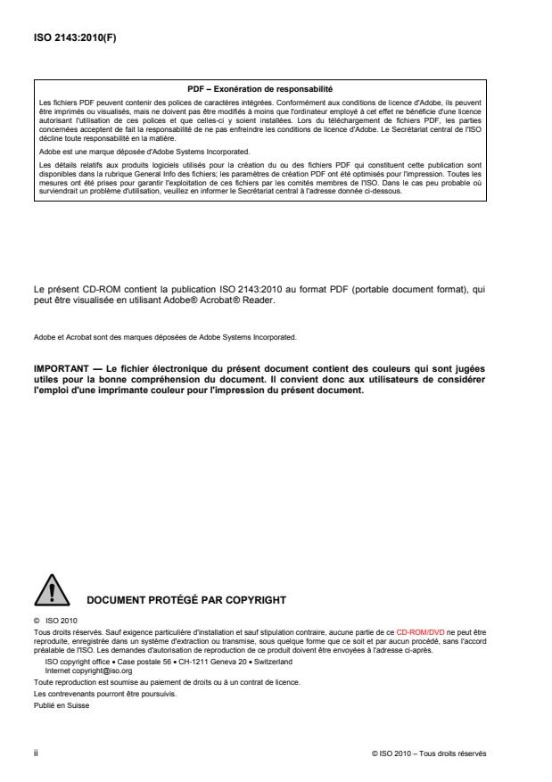 ISO 2143:2010 ISO 2143:2010 - Anodisation de l'aluminium et de ses alliages -- Appréciation de la perte du pouvoir absorbant des couches anodiques apres colmatage -- Essai a la goutte de colorant avec action acide préalable - Page 2 preview