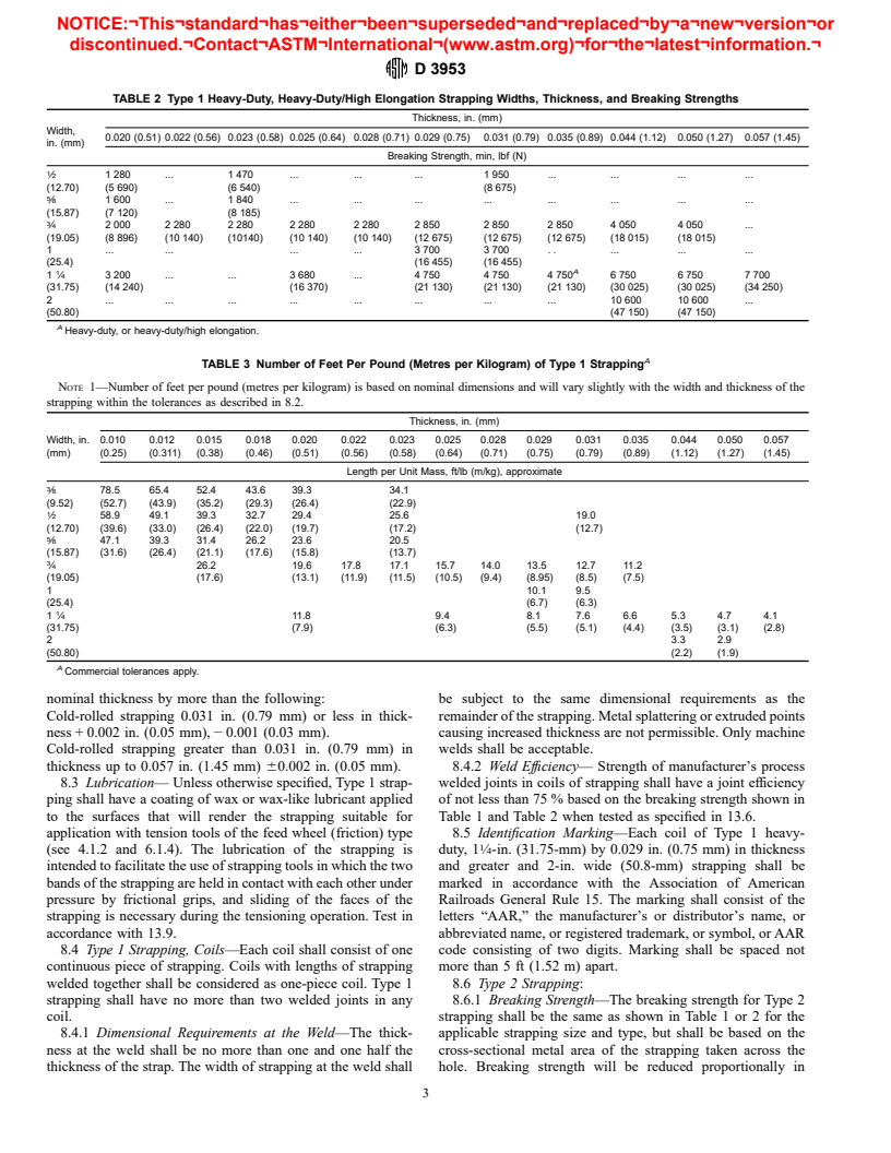 ASTM D3953-97 - Standard Specification For Strapping, Flat Steel And Seals