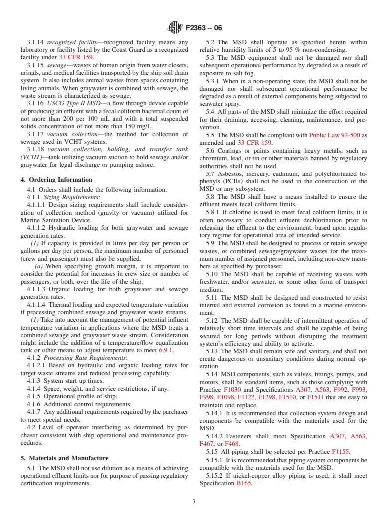 ASTM F2363-06 - Standard Specification for United States Coast Guard Type II or IMO MARPOL 73/78 Annex IV Marine Sanitation Devices (Flow Through Treatment)