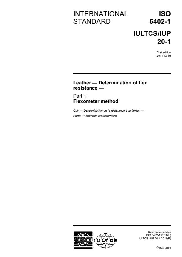 ISO 5402-1:2011 - Leather -- Determination of flex resistance