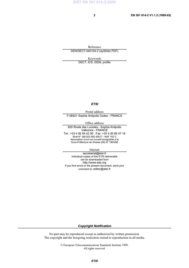 SIST EN 301 614-2:2000 SIST EN 301 614-2:2000 - Page 4 preview