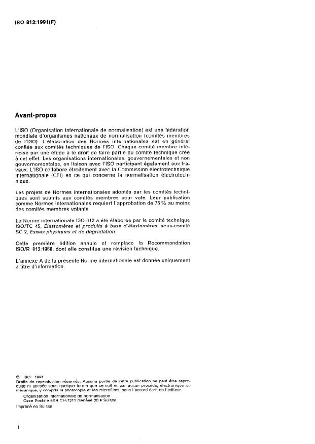 ISO 812:1991 ISO 812:1991 - Caoutchouc vulcanisé -- Détermination de la fragilité a basse température - Page 2 preview