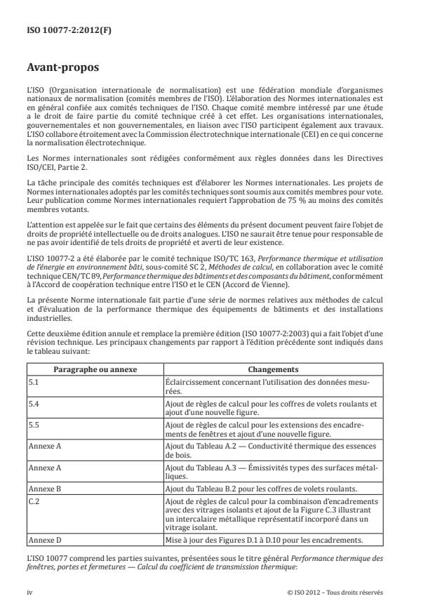 ISO 10077-2:2012 ISO 10077-2:2012 - Performance thermique des fenetres, portes et fermetures -- Calcul du coefficient de transmission thermique - Page 4 preview