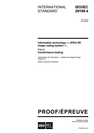 ISO/IEC 29199-4:2010 - Information technology -- JPEG XR image coding system