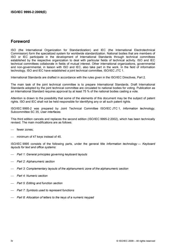 SIST ISO/IEC 9995-2:2010 ISO/IEC 9995-2:2009 - Information technology -- Keyboard layouts for text and office systems - Page 4 preview