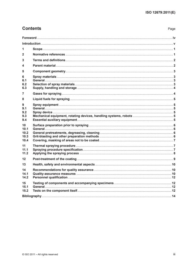 ISO 12679:2011 - Thermal spraying -- Recommendations for thermal spraying