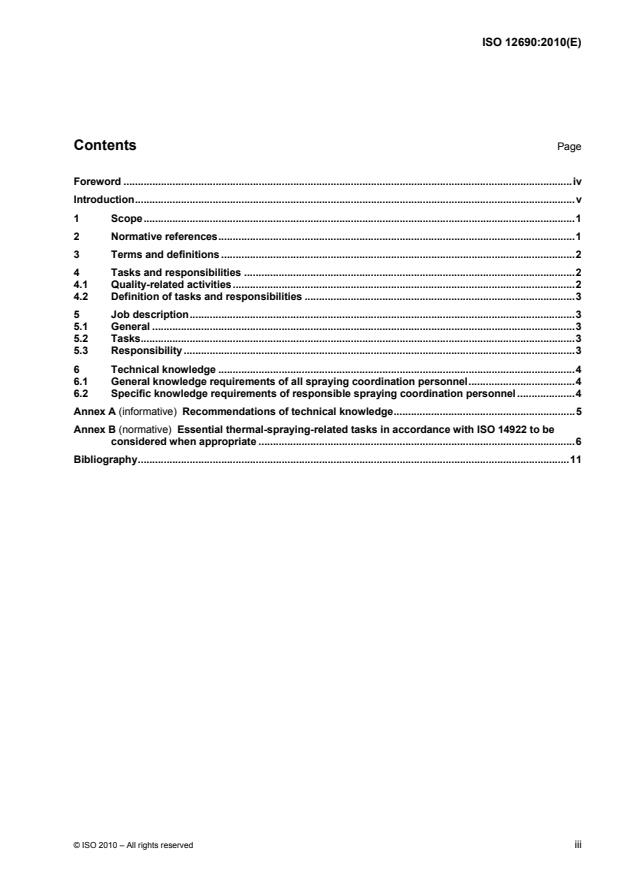 ISO 12690:2010 - Metallic and other inorganic coatings -- Thermal spray coordination -- Tasks and responsibilities