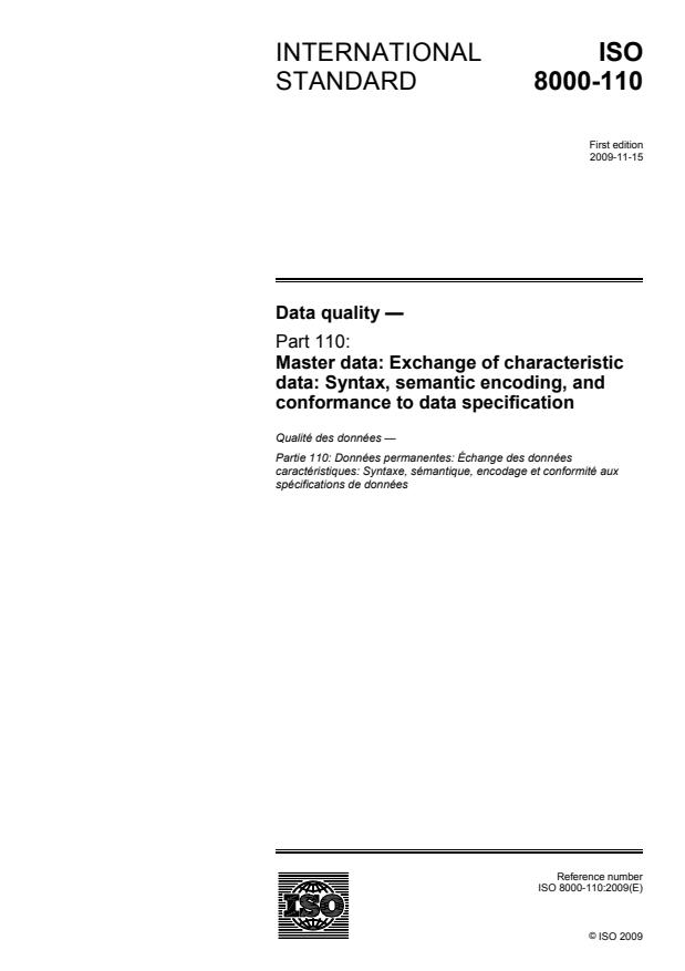 ISO 8000-110:2009 - Data quality