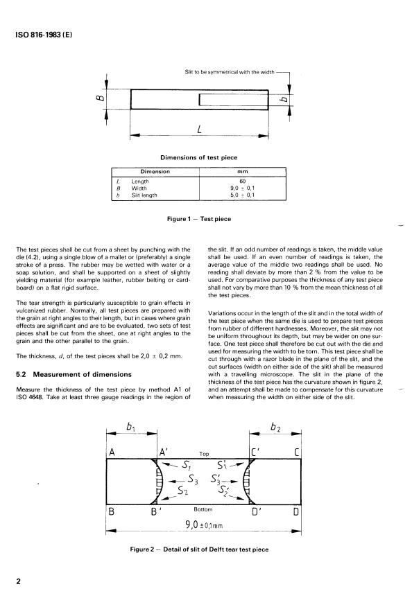 ISO 816:1983 ISO 816:1983 - Rubber, vulcanized -- Determination of tear strength of small test pieces (Delft test pieces) - Page 4 preview