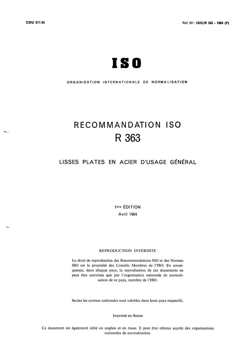 ISO/R 363:1964 - Title missing - Legacy paper document