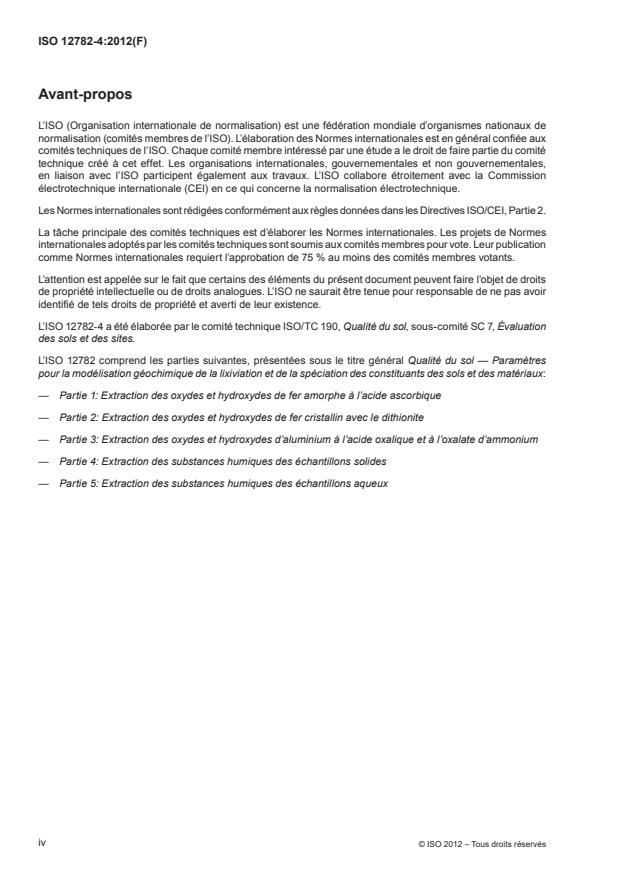 ISO 12782-4:2012 ISO 12782-4:2012 - Qualité du sol -- Parametres pour la modélisation géochimique de la lixiviation et de la spéciation des constituants des sols et des matériaux - Page 4 preview