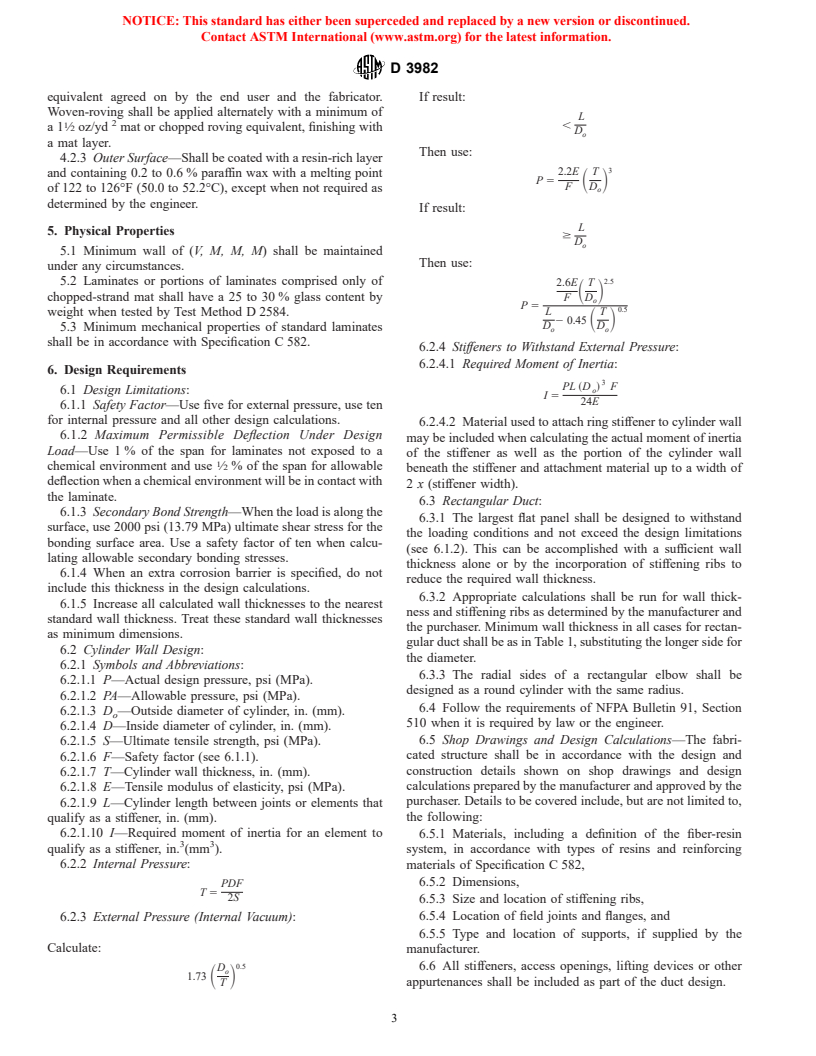 ASTM D3982-98 - Standard Specification for Contact Molded "Fiberglass" (Glass Fiber Reinforced Thermosetting Resin) Duct and Hoods