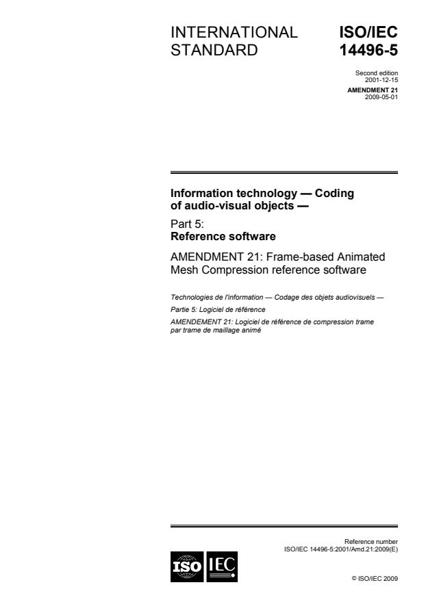 ISO/IEC 14496-5:2001/Amd 21:2009 - Frame-based Animated Mesh Compression reference software